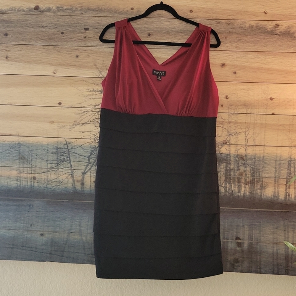 👗 Enfocus Studio Women’s size 14W Cocktail Dress in Burgundy and Black
